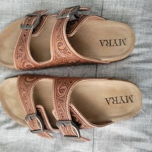 MYRA Brown Sandals with Buckle Straps